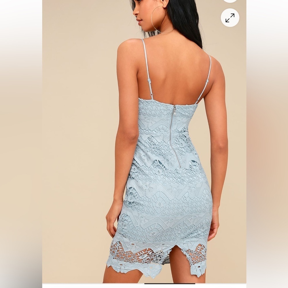 Lulus Lace crochet baby Blue Dress NWT - Picture 2 of 5